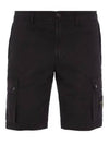 Men's Logo Patch Cargo Bermuda Shorts Black - STONE ISLAND - BALAAN 1