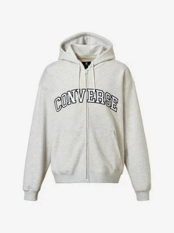 Retro full zip hoodie light gray heather LT HEATH GREY - CONVERSE - BALAAN 1