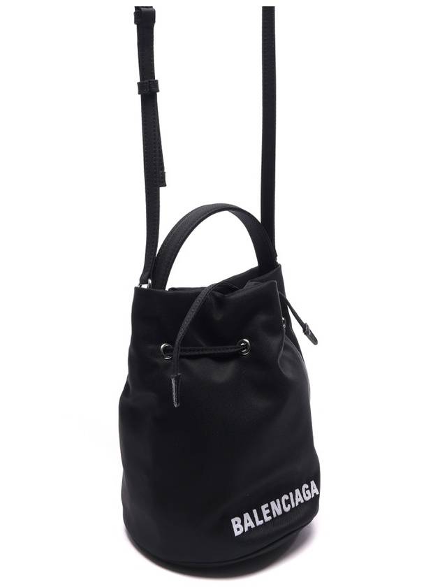 Wheel Drawstring XS Bucket Bag Black White - BALENCIAGA - BALAAN 4