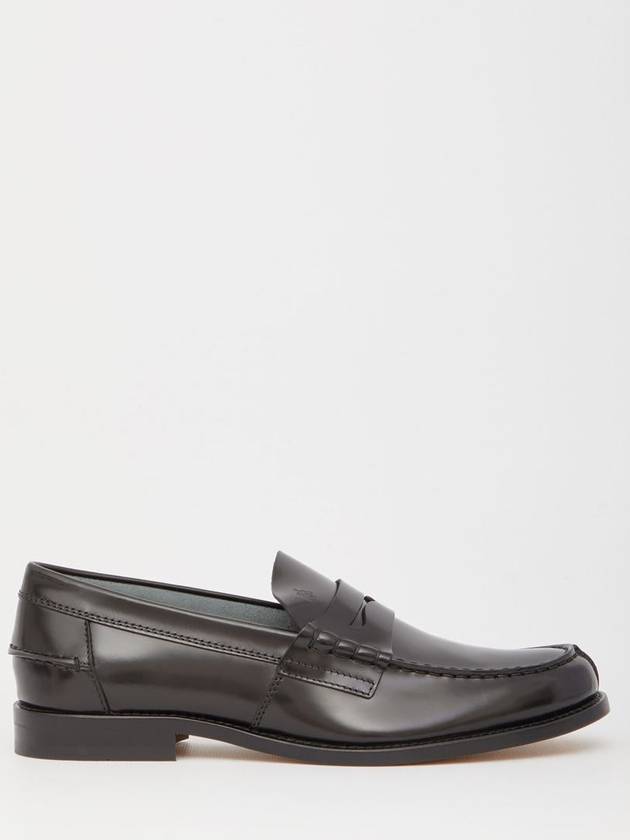 Stamped Monogram Semi-Shiny Leather Loafers Black - TOD'S - BALAAN 2