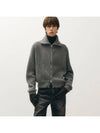 High neck zip up knit jacket gray - NOIRER - BALAAN 1