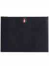 Pebble Grain Leather Large Zipper Laptop Holder Black - THOM BROWNE - BALAAN 1