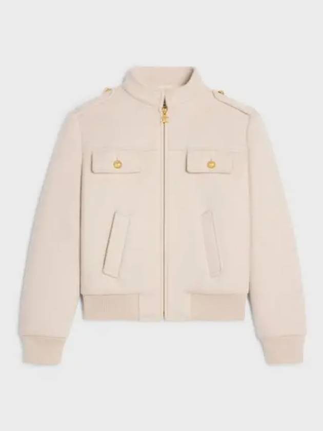 Cream Cashmere Stand Up Collar Blouson Jacket 2W67C6700 01EM - CELINE - BALAAN 2