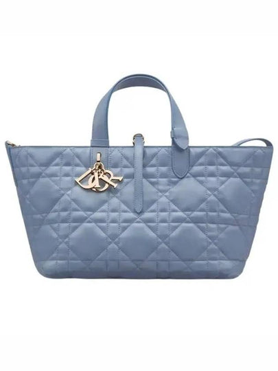 Toujours Macrocannage Calfskin Medium Tote Bag Denim Blue - DIOR - BALAAN 2