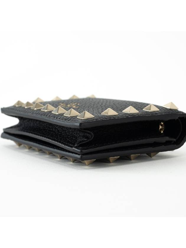 Rockstud Logo Half Wallet Black - VALENTINO - BALAAN 4