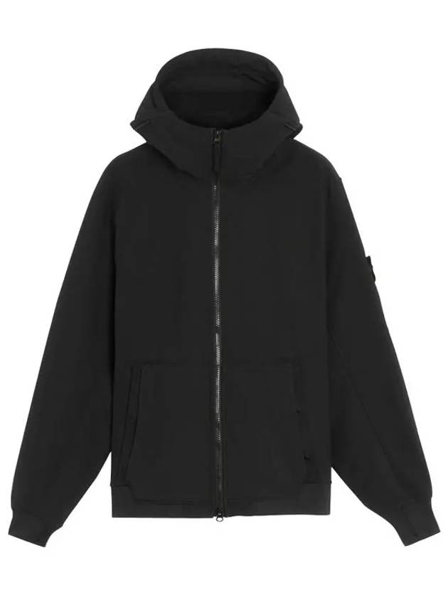 Men's Wappen Patch Softshell Zip Up Hoodie Black - STONE ISLAND - BALAAN 2