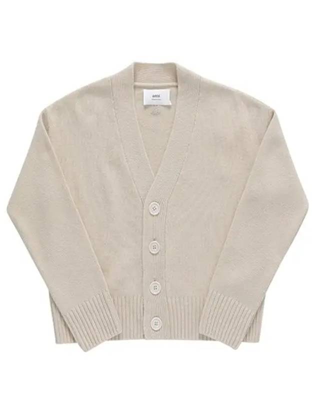 Merino Wool Cashmere Cardigan Beige - AMI - BALAAN 2