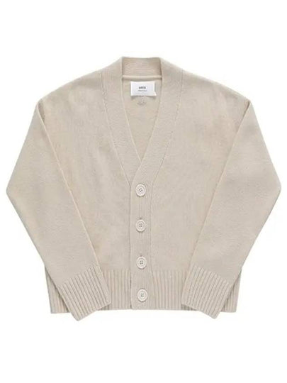 Merino Wool Cashmere Cardigan Beige - AMI - BALAAN 2