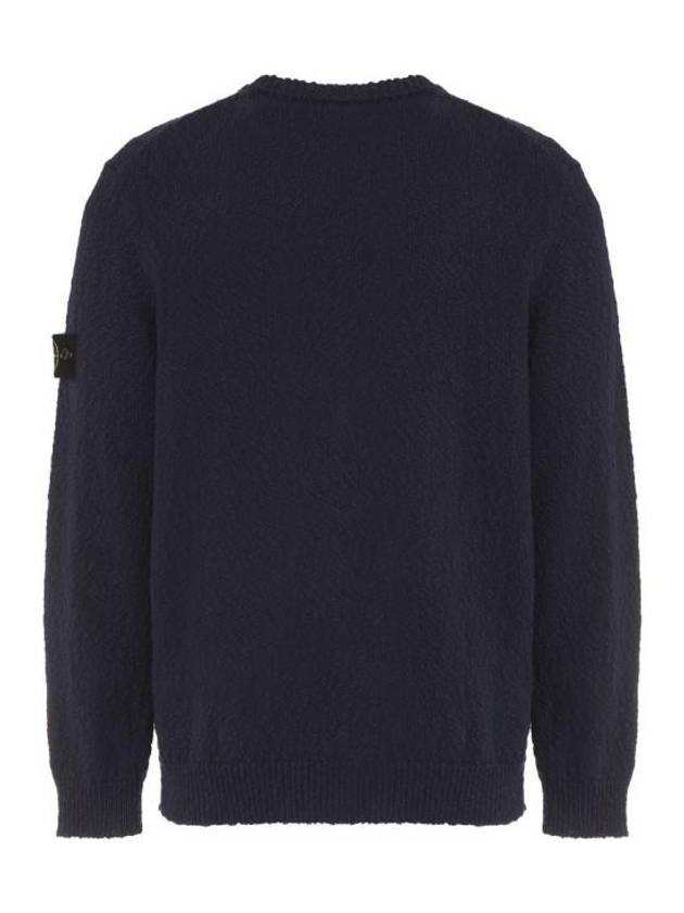 Logo Badge Knotted Crew Neck Cotton Knit Top Navy - STONE ISLAND - BALAAN 4