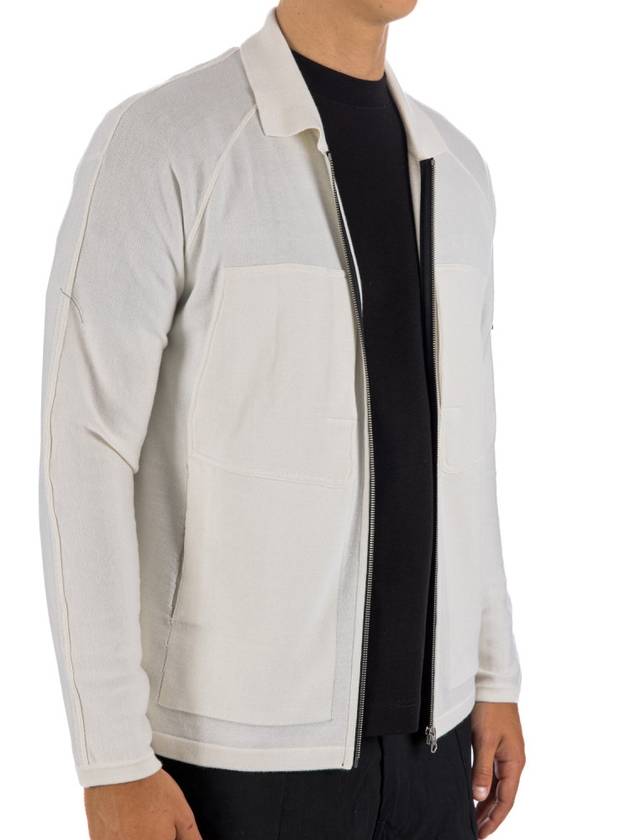 Men's Patch Pocket Zip-Up Cardigan Off White - STONE ISLAND - BALAAN 4