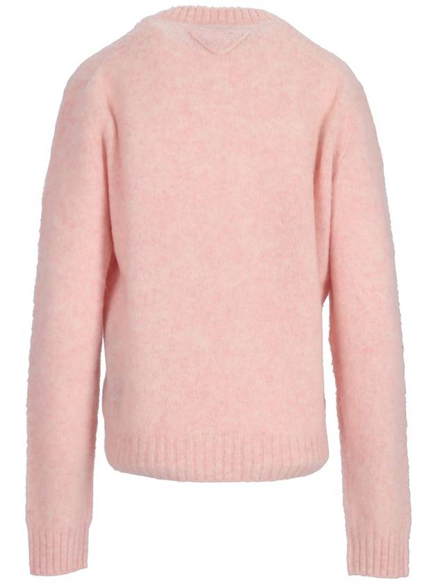 Shetland wool crewneck knit top alabaster pink - PRADA - BALAAN 5