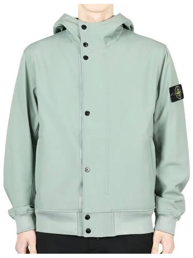 Light Soft Shell Zip-Up Hoodie Sage Green - STONE ISLAND - BALAAN 3