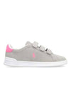 Pony Embroidery Velcro Leather Low Top Sneakers Grey - POLO RALPH LAUREN - BALAAN 3