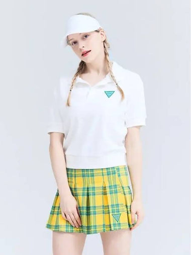 Golf Tennis Women s Check Pleated Skirt Yellow - AVAVE - BALAAN 1