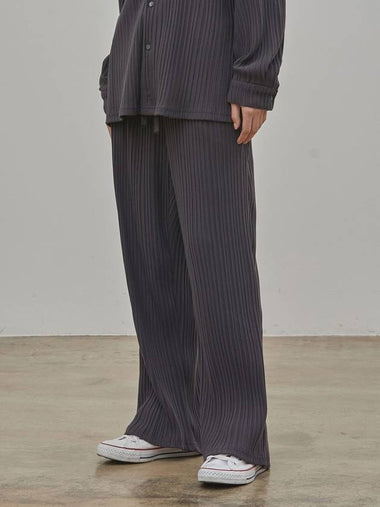 RYUL+WAI: pleated set-up pants charcoal - RYUL+WAI: - BALAAN 1