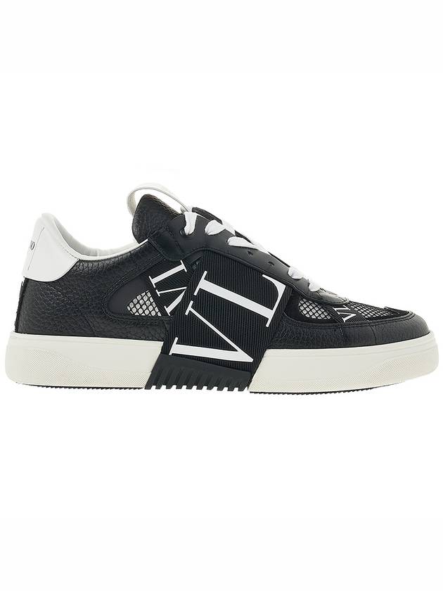 VLTN Mesh Leather Low-Top Sneakers Black - VALENTINO - BALAAN 3