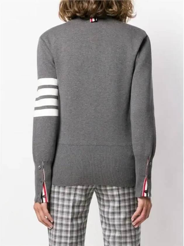 Cotton 4-Bar Milano Classic V-Neck Cardigan Medium Grey - THOM BROWNE - BALAAN 5