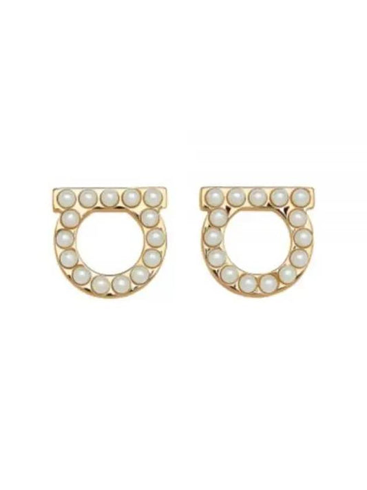 Gancini Pearl Earrings Gold - SALVATORE FERRAGAMO - BALAAN 2