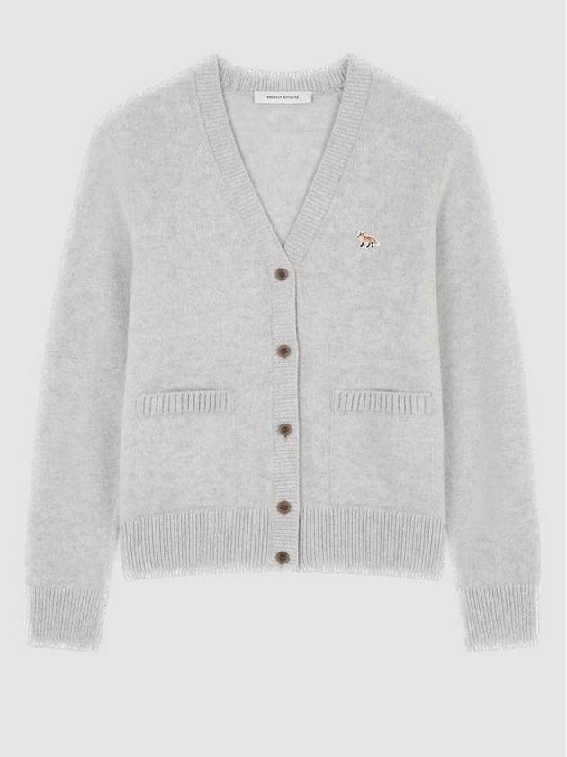 Baby Fox Patch Boxy Cardigan Light Grey Melange - MAISON KITSUNE - BALAAN 2