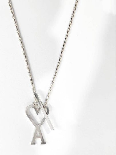 Heart Logo Chain Metal Necklace Silver - AMI - BALAAN 2