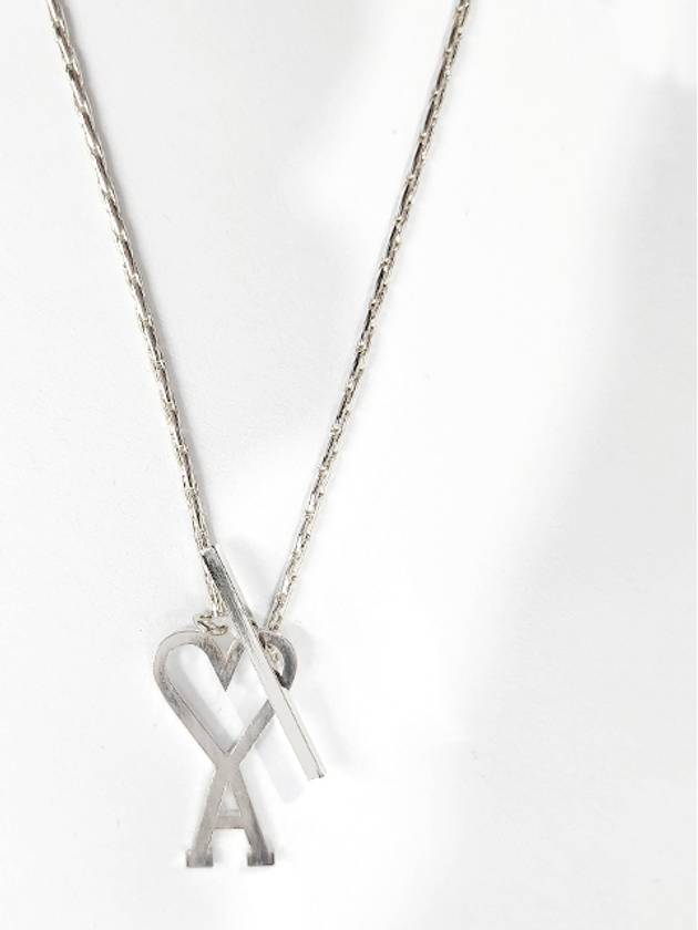 Heart Logo Chain Metal Necklace Silver - AMI - BALAAN 2