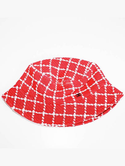 23C Check Tweed Bucket Hat Red AA8841 - CHANEL - BALAAN 2