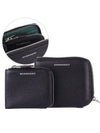 Grainy Leather Square Zipper Round Bicycle Wallet Black - BURBERRY - BALAAN.