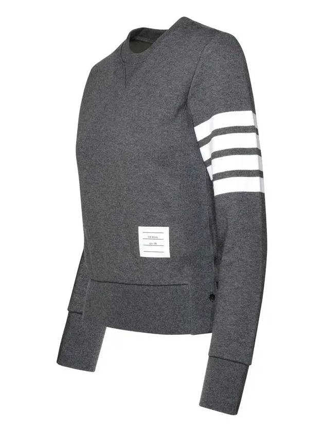 Engineered 4 Bar Stripe Loopback Jersey Knit Crewneck Sweatshirt Dark Grey - THOM BROWNE - BALAAN 4