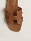 Oran Calfskin Slippers Gold Piqures Ecrues - HERMES - BALAAN 8