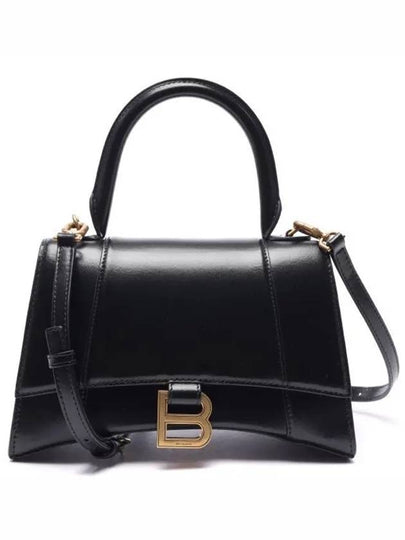 Hourglass Small Tote Bag in Shiny Box Calfskin Black - BALENCIAGA - BALAAN 2