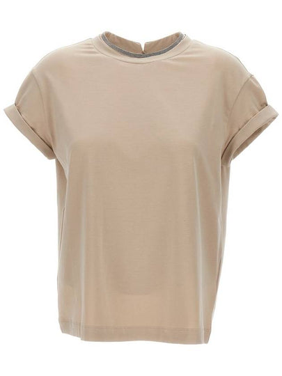 Monil Crew Neck Short Sleeve T-Shirt Beige - BRUNELLO CUCINELLI - BALAAN 2