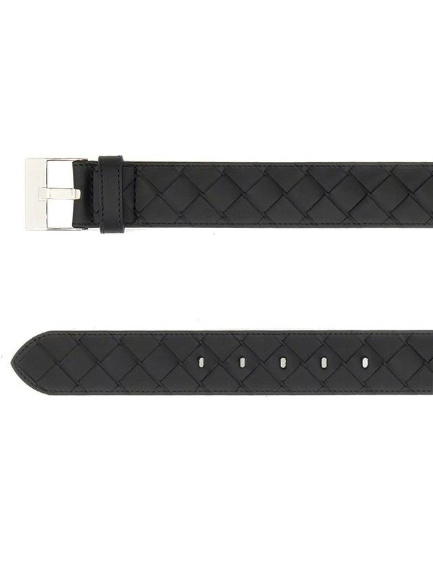 Intrecciato leather belt black - BOTTEGA VENETA - BALAAN 3