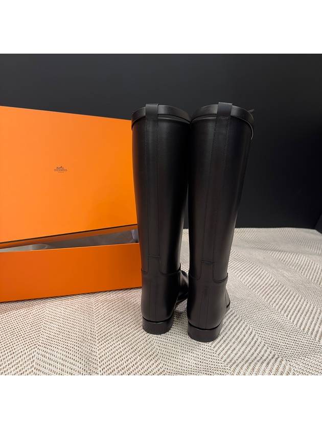 Long boots calfskin Kelly buckle silver plated black - HERMES - BALAAN 2