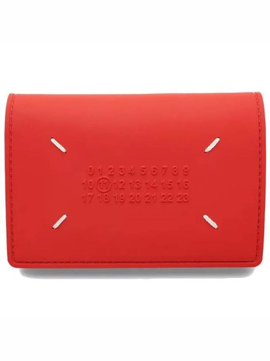 Stitched Rubber Leather Bifold Card Wallet Red - MAISON MARGIELA - BALAAN 2