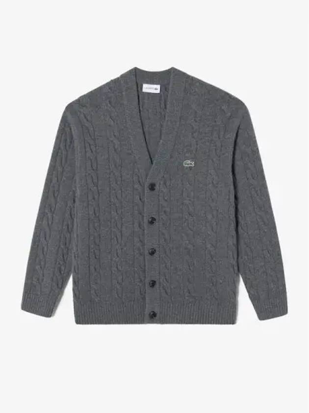 Men s cable V neck spring and fall cardigan AH290E 54N 050 Domestic product GQ2N24090541764 - LACOSTE - BALAAN 1