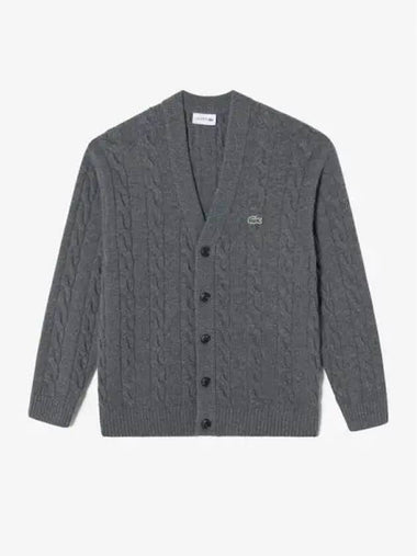 Men s cable V neck spring and fall cardigan AH290E 54N 050 Domestic product GQ2N24090541764 - LACOSTE - BALAAN 1