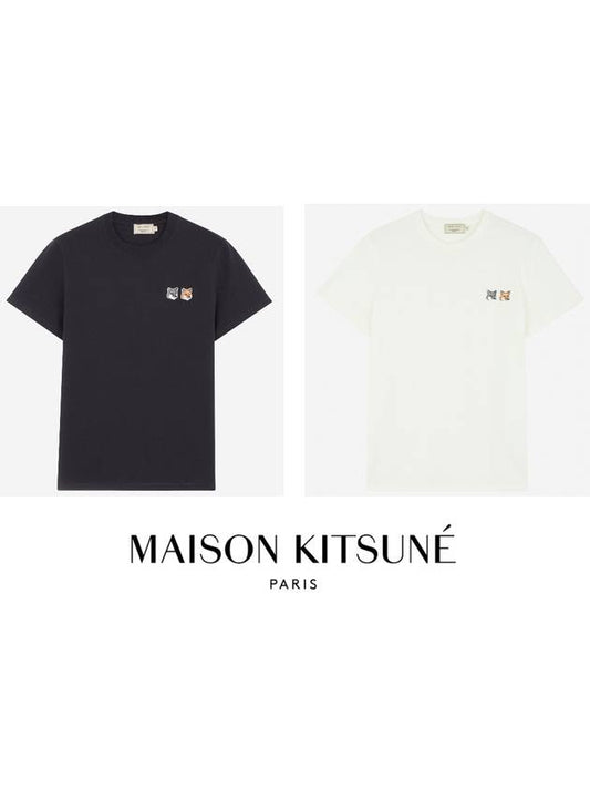 Double Fox Head Patch Classic Short Sleeve T-Shirt Anthracite - MAISON KITSUNE - BALAAN 2