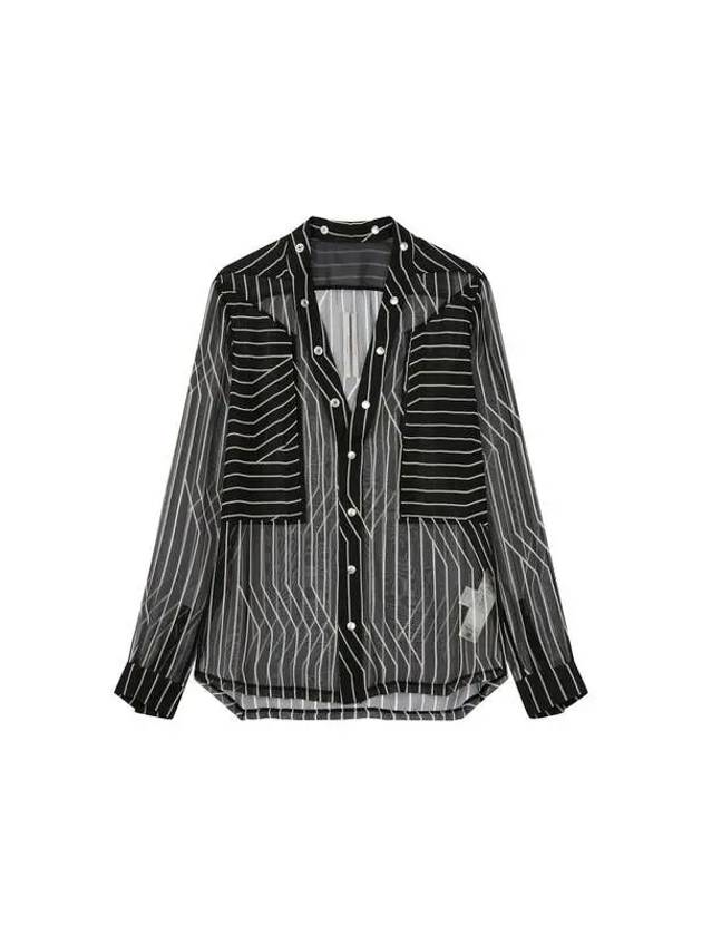 MEN Fog Pocket Striped Shirt Black - RICK OWENS - BALAAN 1