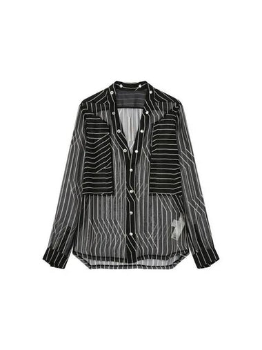 MEN Fog Pocket Striped Shirt Black - RICK OWENS - BALAAN 1