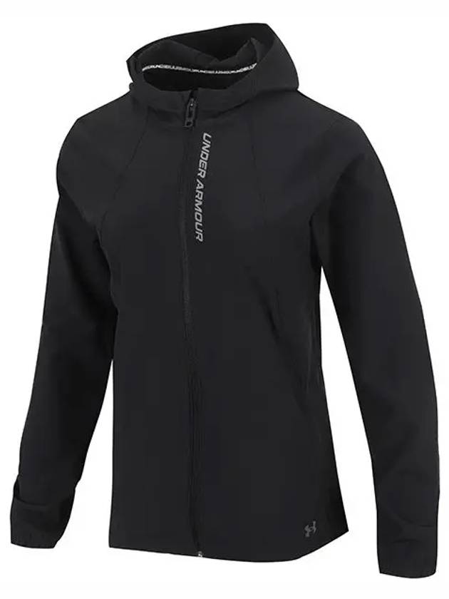 Women's Outrun The Storm Zip-Up Hoodie Black - UNDER ARMOUR - BALAAN 3