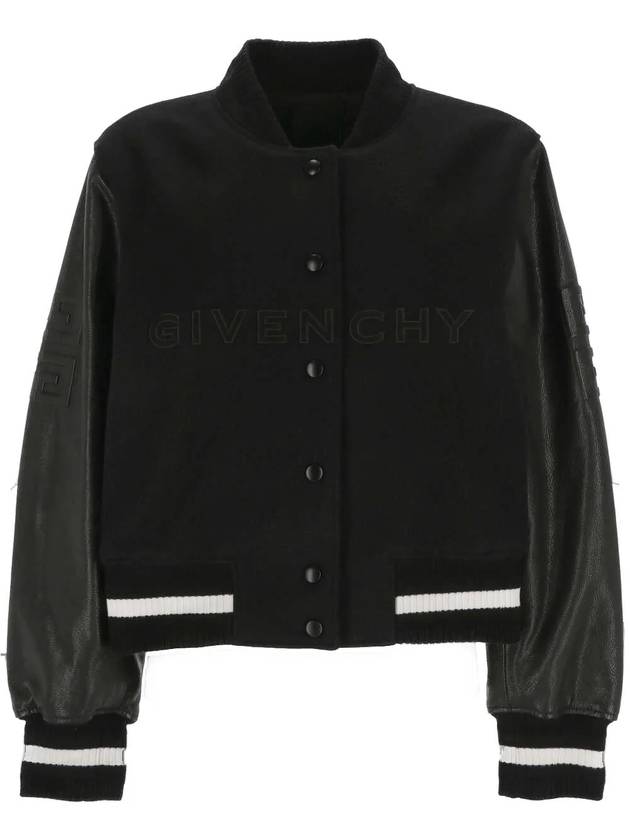 logo crop wool leather bomber jacket black - GIVENCHY - BALAAN 2