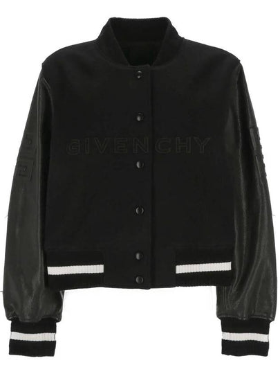 logo crop wool leather bomber jacket black - GIVENCHY - BALAAN 2