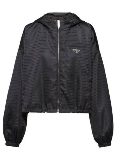 Triangle Logo Nylon Hooded Jacket Black - PRADA - BALAAN 2