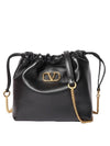 V Logo Signature Leather Bucket Bag Black - VALENTINO - BALAAN 1