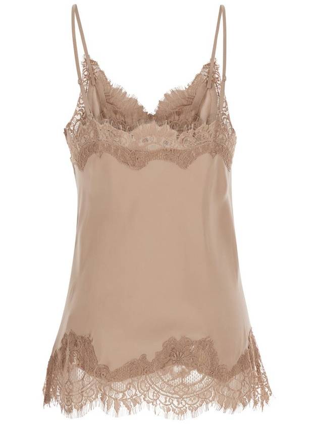 'Coco' Beige Camie Top With Tonal Lace Trim In Silk Woman - GOLD HAWK - BALAAN 2