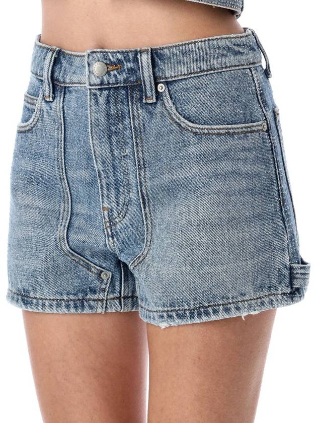 Alexander Wang Clear Bead Hotfix High-Waist Workwear Denim Shorts - ALEXANDER WANG - BALAAN 3