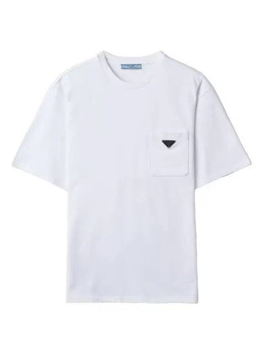 Logo Pocket Short Sleeve T Shirt Bianco - PRADA - BALAAN 1