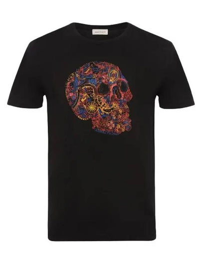 Skull Skull Printing Short Sleeve T-Shirt Black - ALEXANDER MCQUEEN - BALAAN 2