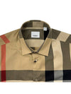 Check Stretch Cotton Poplin Long Sleeve Shirt Beige - BURBERRY - BALAAN 4