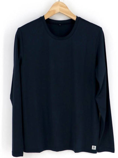 SPGRGOSN Unisex Basic Plain Functional Round Long Sleeve Tee Navy - SUPENER - BALAAN 1